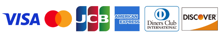 JCB、VISA、Mastercard、AMERICAN EXPRESS、Diners Club、Discover